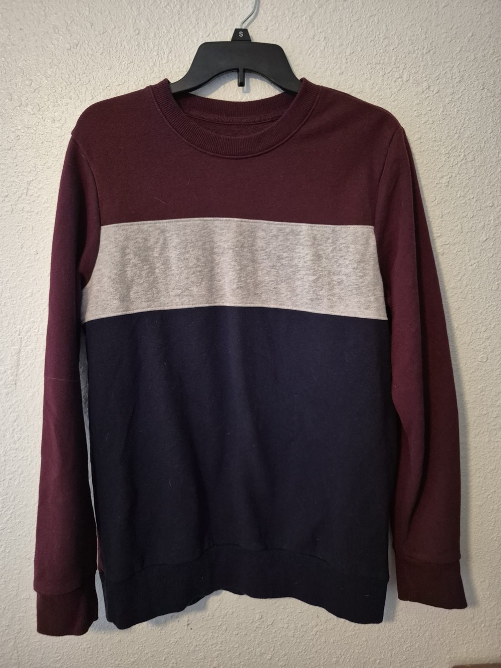 Goodfellow & Co Maroon, Gray & Navy Colorblock Crewneck Sweater